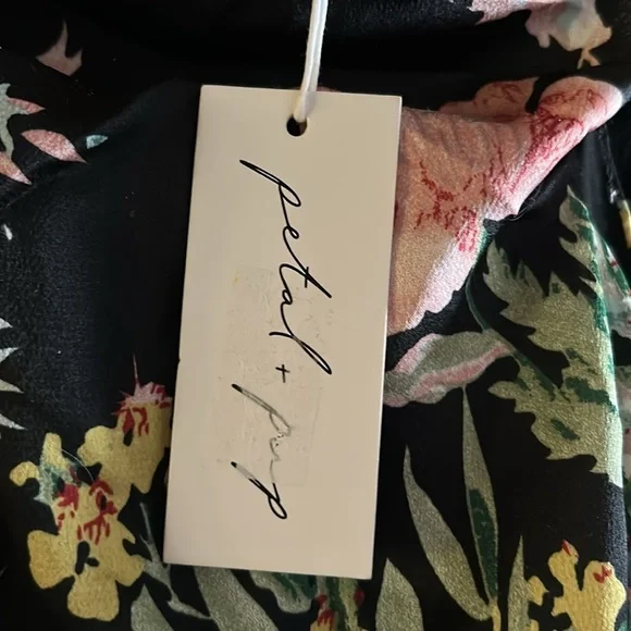 Petal+Pup Annabelle Halter Neck MIDI Dress Black Floral Size Large NWT - Picture 11 of 12